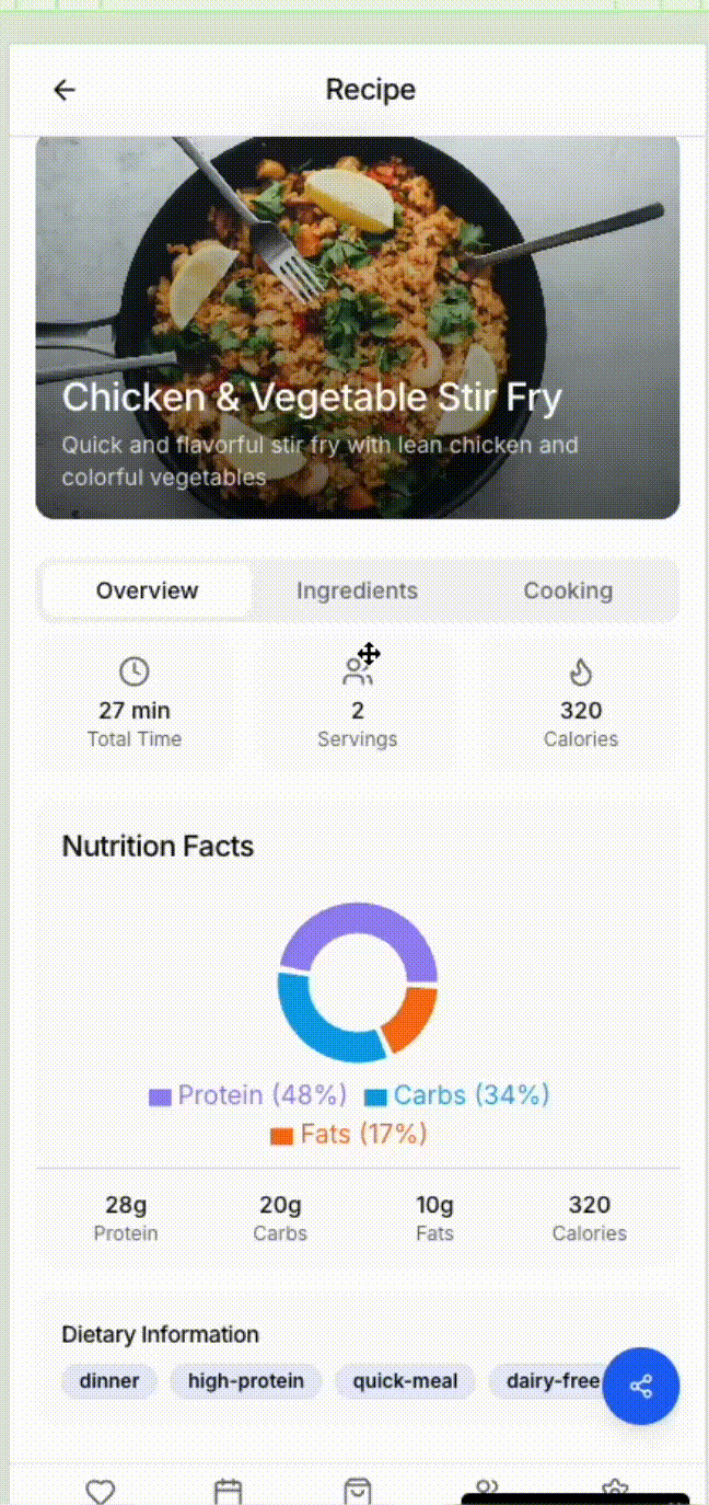 Follow Guided Cooking & Log Meals