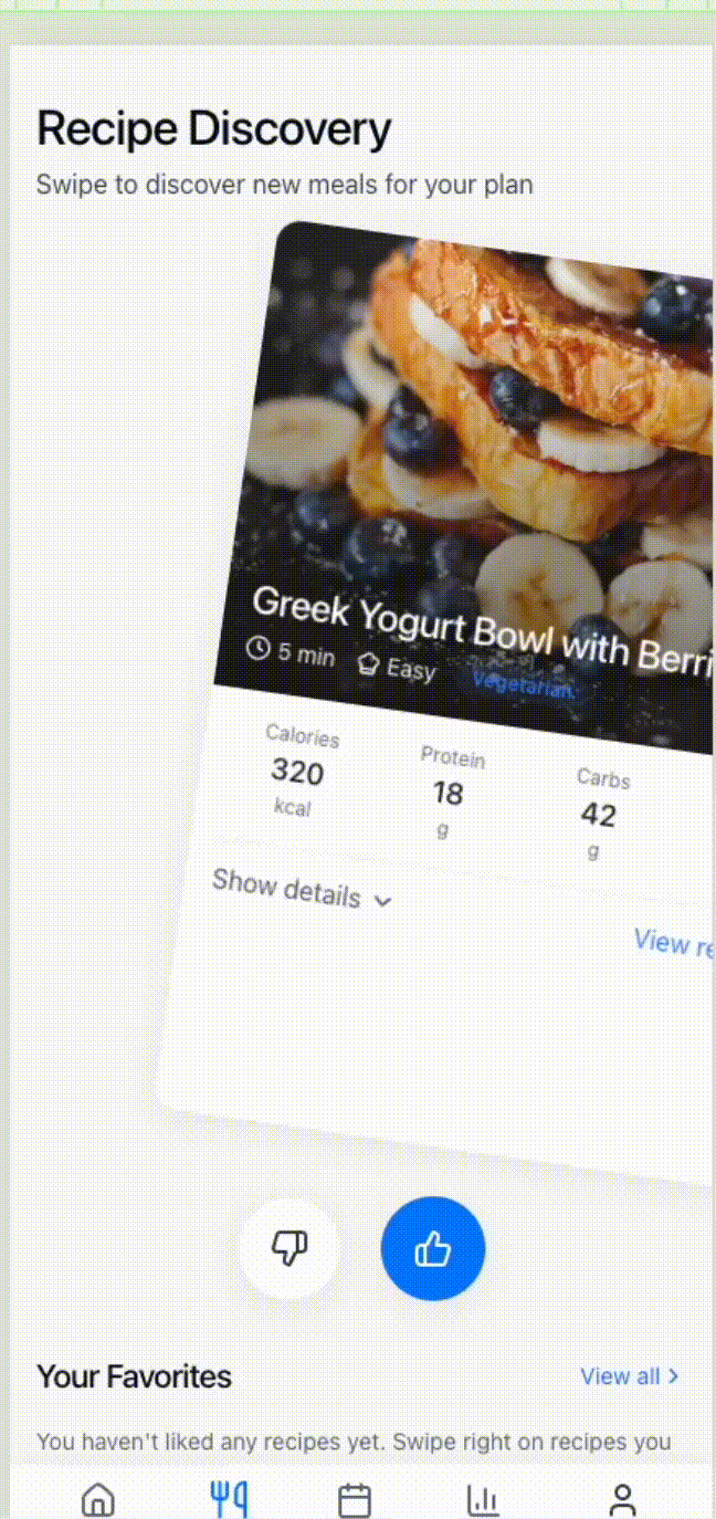 Swipe & Pick Recipes